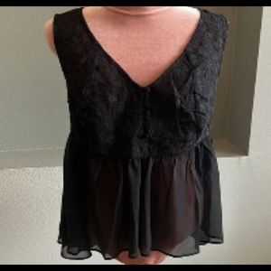 Torrid Black Chiffon Embroidered V Neck Blouse